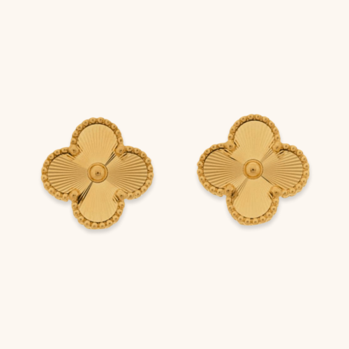 Gold Floral Leaf 18K Gold Plated Stud Earring